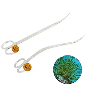 Sage Square Jumbo Size Professional Aquarium Tongs Scissor Long Stainless Steel Scissor Tool for Fish Tank, Aquatic Plant Cleaning (Wave & Curve)