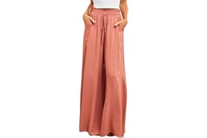 Odizli Damen Elegant Boho Blume Chiffon High Waist Locker Palazzo Lang Weite Hose Strandhose Sommerhose