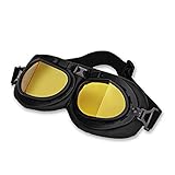 Komfortable Innenpolsterung JVSISM Retro Gelb Motorrad Helm Pilot Brille Jet Pilot Retro Wwii Pilot Brille Motorrad Roller Brille Uv Für Helm