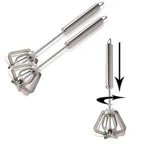 Velofeil Steel Hand Blender Egg Beater Dal Mathni Butter Milk and Lassi Maker Hand Mixi Churner (Pack of 2)