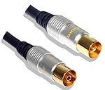 Cable Mountain 2m Male Plug to Female Socket TV Aerial Coaxial Cable with Gold Connector and Metal Plug