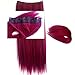 60cm Length One Piece Long Hair Piece Wig Straight Clip in Human Hair Extension Wine Red