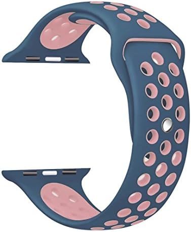 Noya Apple Watch Band Nike+ Series 1 Series 2 Series 3, Soft Silicone Replacement Sport Wristband Wrist Strap for iWatch Nike Sport Band M/L (38mm, Midnight Blue|Light Pink)