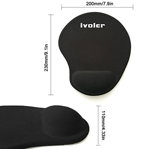 iVoler Mauspad mit Handauflage aus Gel Ergonomisches Office Komfort Mousepad Gelkissen Maus Pad zur Entlastung des Handgelenk, Rutschfeste Gummi Unterseite für Computer, PC und Laptop – Schwarz - 2