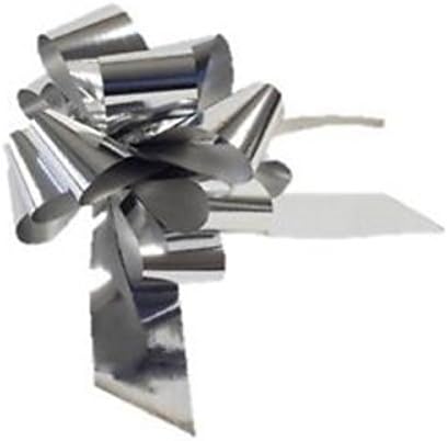Large Metallic Silver Pull Bow - Ideal As Gift Wrap, Florist, Wedding Bow