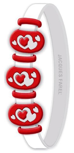 Preisvergleich Produktbild Jacques Farel Silikon Nana-Pop Armband (weiß / rot)