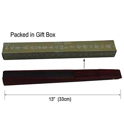 KAKOO Großer Fächer Stabiler Handfächer mit Bambusgriff Tanzfächer Sommer Lüfter Herrlicher Klappfächer für Feste Hochzeit Geschenk Party Zubehör DIY Wohnzimmer Dekofächer - 6