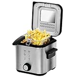 freidora taurus 1 litro Freidora de alta gama con 1,5 l de capacidad de aceite, ideal para freír pequeñas cantidades de patatas fritas, pollo o pescado. Incluye filtro OilCleaner para mantener el aceite limpio tras cada uso y cubeta con recubrimiento antiadherente para garantizar una cocción uniforme, evitar que los alimentos se peguen y facilitar su limpieza.
