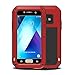 Price comparison product image Fonrest Love Mei Case for Samsung Galaxy A5 2017, A520 Heavy Duty Hybrid Aluminum Metal Armor Shockproof Snowproof Dirtproof Cover Shell with Tempered Glass (Red)