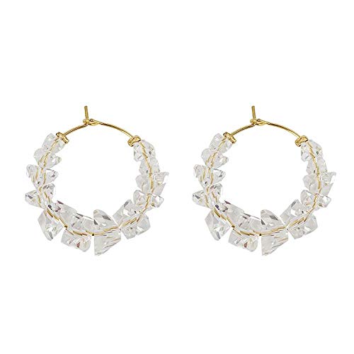Preisvergleich Produktbild LBLFG Runde transparente Kristallohrringe Mädchen Goldschmuck Ohrringe Schmuck