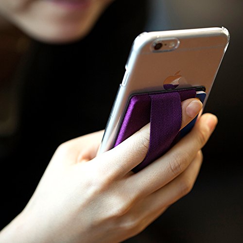 Smart Wallet mit Handy Fingerhalterung, Sinjimoru Slim Wallet Kartenhalter / aufklebbare Mini GeldbÃ¶rse mit Fingerschlaufe fÃ¼r die Einhandbedienung. Sinji Pouch Band, schwarzes Pouch und schwarze Schlaufe.