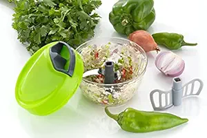 Magic Handy Chopper 500ML Vegetable & Dry Fruits with 3 Blades & 1 Whisker Green Color 1PCS