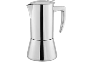 VIA CREMA Moka Acero inoxidable – 4/6 tazas para café expreso [200/300 ml] (4 tazas/200 ml)