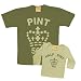 Father And Son / Child Pint & Half Pint Matching Coordinating Organic Cotton Tshirt Tops in Army Green & Toffee (Adult L (43" chest) Child 2-3 years)
