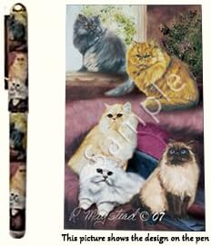 Cat Lover Gift. Long Haired cats- Beautiful Rollerball Pen with black pen pouch