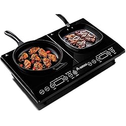 Aobosi Plaque à Induction Portable Céramique, Double Plaque à Induction 3500W Chauffe Rapide, Minuteur Régalble, Contrôles Tactiles, Cristal Polie