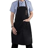 【Diseño racional】 Cinturón de cuello ajustable y lazos de cintura ultra largos hacen que se ajuste a diferentes formas del cuerpo. Grandes bolsillos en la parte frontal para sujetar utensilios de cocina, herramientas de artesanía, etc.