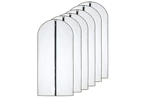 HOMECLEAN Moth Proof Garment Bags 60 x 120cm(24'' x 48'') Black Side Breathable Clear Garment Full Zipper Bags for The Winter Coats Jackets Clothes(Pack of 6)