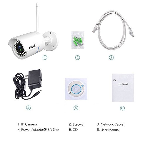 ieGeek Telecamera IP Camera Esterno 1080 Telecamera Videosorveglianza WIFI con Rilevamento del Movimento, Visione Notturna fino a 15m, Supporto TF Card da 64 GB, Protezione dallâ€™acqua Certificata IP66, Vista a Distanza via Smart Phone /Tablet /PC Windows