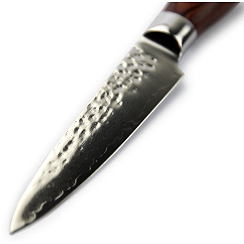 A.P. Donovan – Damast-Messer Küchenmesser Damastener Stahl Obstmesser Gemüsemesser Schälmesser Kochmesser 9cm – Pakkaholz - 6