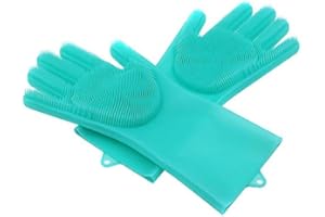 AYES COLLECTION Silikon Handschuhe mit Wash Scrubber Hitzebeständige Wiederverwendbare Reinigungsbürste für Geschirrwaschen, Küche, Bad, Auto Reinigung und Haustierpflege (grün)