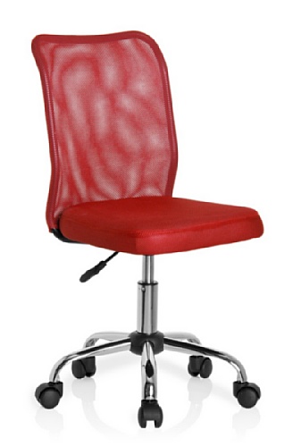 hjh OFFICE 685967 silla para niños KIDDY NET tejido de malla rojo, ergonómica, cómoda, fácil de limpiar, malla transpirable, base cromada, estable, color vivo, silla escritorio, silla juvenil