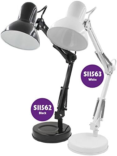 Desk Reading Lamp with Adjustable Angle Poise Swing Arm - Study, Table, Bedroom Light Fitting (Black)