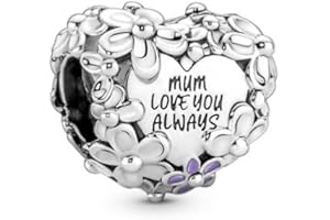 CWOne Designs S925 Sterling Silver Family Moments Love Heart Charm for Pandora Charm Bracelets.