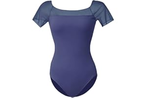 ROYAL SMEELA Body da Danza Classica per Donna Adulta con Maniche Corte in Tessuto Rete e Nylon body balletto