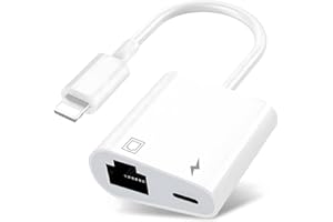 Azuxreza Lightning to Ethernet Adapter,Lightning to RJ45 Ethernet LAN Network Adapter for iPhone/iPad/iPod,2 in 1 RJ45 Ethernet LAN Network Adapter with Charging Port, Support All iOS/10/100Mbps