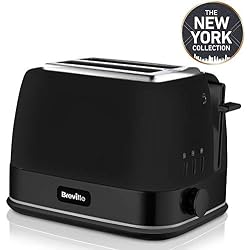 Breville Grille-Pain, 2 Tranches avec Grille à Viennoiseries, Collection New York, Noir avec Finition Argent