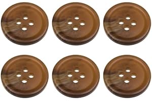 MANDITTIONS Pack of 6 Dark Brown 20mm Round Faux Horn Sew On Plastic Buttons for Coats Jackets Cardigans Flat 4 Holes 32L
