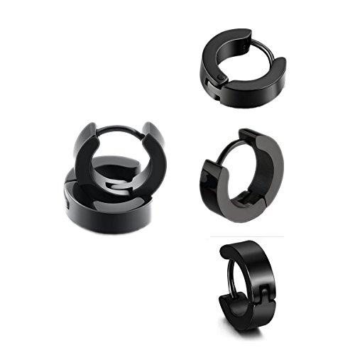 6 Paare 8 mm Tian Edelstahl Herren Ohrstecker Creolen Tunnel Ohrringe für Damen Fakeplug Fake Plug Huggie Ohrringe Hinged Hoop Earrings Small Huggie Earrings Earring Hypoallergenic Stud Earring Herren Edelstahl Ohrstecker Silber schwarz Hoop Huggie Ohrringe - 3
