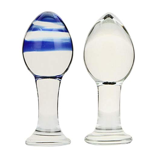 2 Sets Glass Anal Plug Crystal Butt Plug Prostate Massager and G-Point Stimulation Waterproof Sex Toy for Women