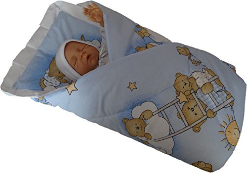 NEWBORN Baby Swaddle Wrap Blanket, duvet, Sleeping Bag BABY'S HORN (BLUE)