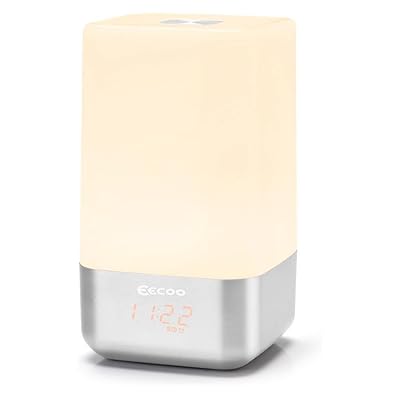 Fdit Wake-Up Light Alarm Clock Sunrise Simulation Bedside Lamp with 5 Natural Sounds Night Light White