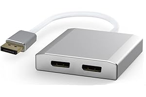 WJESOG Displayport to Dual DP Splitter Adapter, DP to 2 Port Hub Multi Stream Transport, 4K Resolution Support for Windows and Mac System