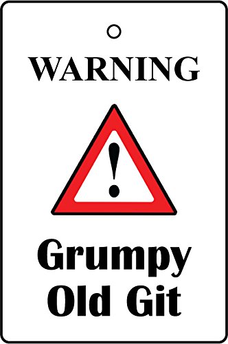 Warning - Grumpy Old Git Car Air Freshener (Funny Road Signs/Fun Birthday/Xmas Christmas Stocking Filler/Secret Santa/Novelty Scented Gift)