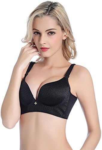 Larakapa Strapless Self Adhesive Silicone Invisible Push-up Bra (34C, Black)
