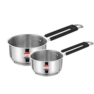 CAMRO Sauce PAN ENCAPSULATED Bottom Induction Base Stainless Steel Set of 2 (1.5 L & 2.1 L)