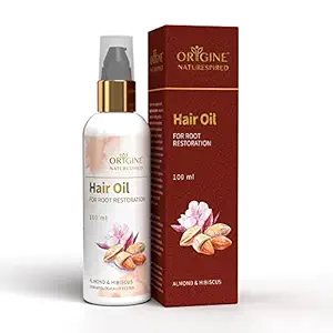 ORIGINE NATURESPIRED Hair Oil for Root Restoration | Almond Oil with Vitamin E and Hibiscus leaves For Hair Growth | Non-Sticky & Non-Greasy Hair Oil For Healthy Haircare - 100 ml