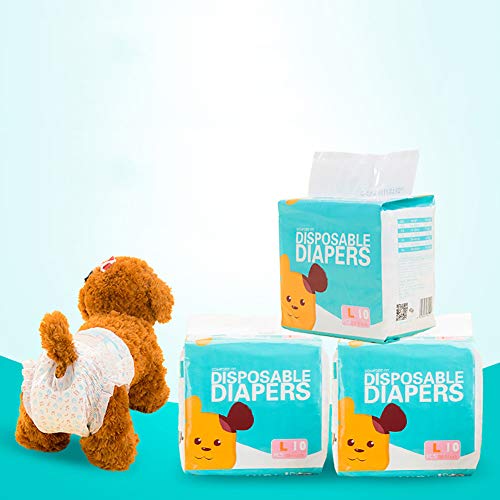 ACC Couches jetables pour Animal Domestique Chiot physiologique Pantalon hygiénique Serviette de sécurité sous-vêtements Couches 10 pièces Tour de Taille recommandée : 19 à 37 cm.