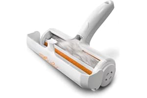 Marengos - Tierhaarentferner wiederverwendbar für Hunde & Katzen – Starke Fusselrolle ohne Klebeblätter – entfernt Tierhaare von Sofa, Kleidung & Auto – Weiß/Orange