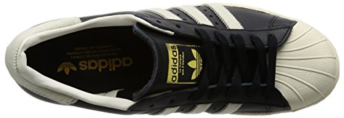 adidas Unisex-Erwachsene Superstar 80s Turnschuhe, Blau (Cblack/Ftwwht/Goldmt), 41 1/3 EU -