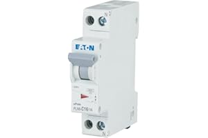 Eaton PLN6-C16/1N-DE Leitungsschutzschalter 16A 1P+N 1-polig+N C-Charakteristik LS-Schalter 1 TE eine Teilungseinheit breit (263282)