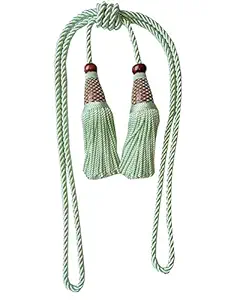 Tanabana?Dual Tassel Tieback Louise in Viscose with Twisted Bullion Fringe and 3 ply Cord in Single Colour. Embellished with The Knotted Armour