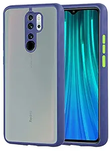 Indiacase Smoke for Redmi Note 8 Pro Case, Poly-Chromatic Independent Button Matte Finish Back Shockproof Protective Anti Scratch Cover Case Designed for Redmi Note 8 Pro (Blue)