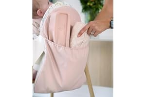 Nibble and Rest Highchair Handy Pocket Pouch, Compatible with IKEA Antilop Highchair, High Chair Accessories, Wipeable and Waterproof Material, One Large Pouch with an Internal Zip Pocket-(Blush)
