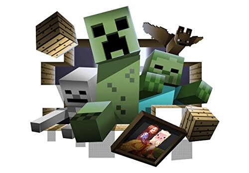 Wall-Art – Wandsticker, Wandtattoo, Aufkleber Minecraft – Baddies breaking through Wall – 60×46 cm – WS-MC10012 - 2