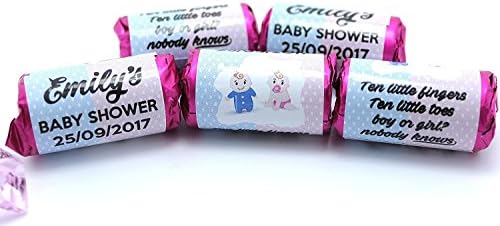 Personalised Baby Shower Sweets mini love hearts Party favours for guests gift. Lots of different designs for Newborns Its a girl! Its a Boy! Each roll contains 7 individual sweets Suitable for Vegetarians (x1 roll #B4 Ten Little Fingers)